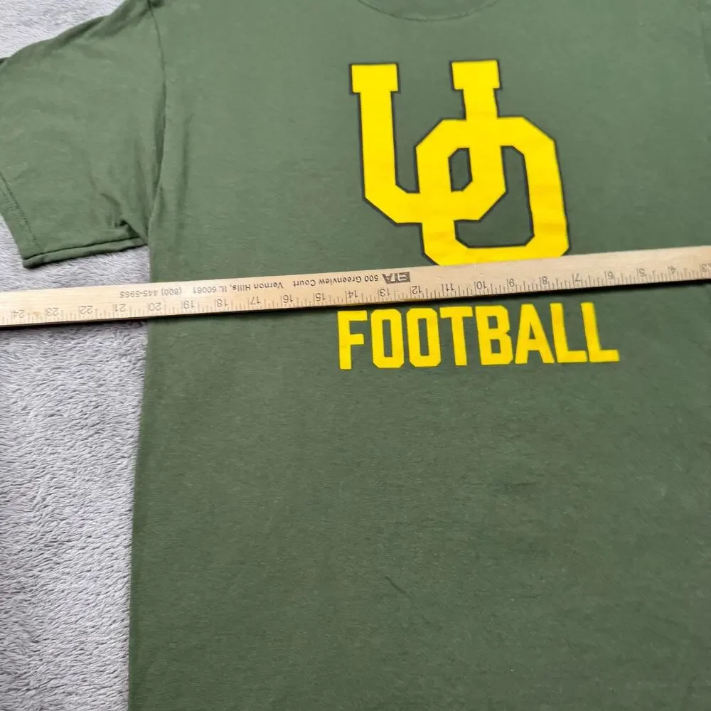 Oregn Ducks UO Football Shirt Mens L Green Script Logo Crew Neck Short Sleeve